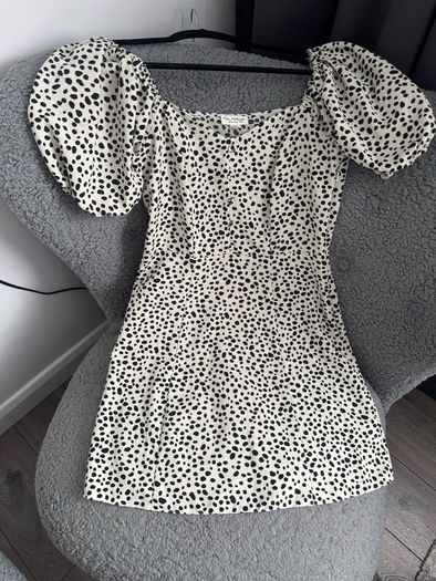 Miss Selfridge Dalmatian Spot Puff Sleeve Mini Dress UK 8