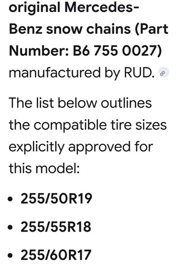 Merc snow chains,  2 sets