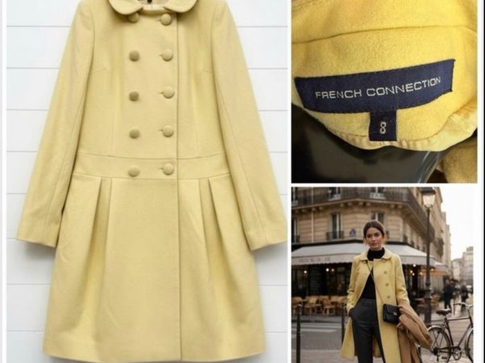 French connection vintage chic butter yellow coat fabulous
