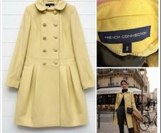 French connection vintage chic butter yellow coat fabulous