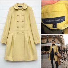 French connection vintage chic butter yellow coat fabulous
