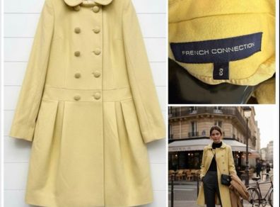 French connection vintage chic butter yellow coat fabulous