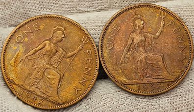 Great Britain 1937 1947 Penny Lot