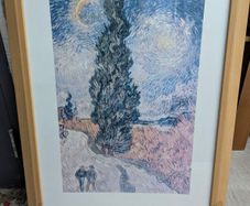 Vincent Van Gogh Cypresses and two figures