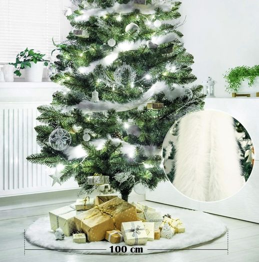 White Faux Fur Christmas Tree Skirt, Blanket 40"