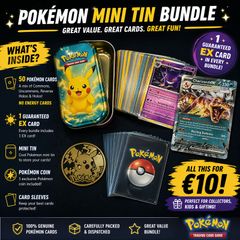 Pokemon Mini Tin Bundle - 50 Cards + EX Card + Extras