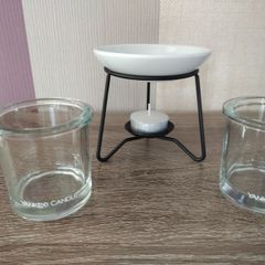 Yankee Candle Glass Votive Holders and Ceramic Tart Burner and Tea Light