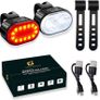 USB Rechargeable Bike Light Set Ultra Bright LED Bicycle Lights with Headlight and Taillight Set,IPX4 Waterproof, 4/6 Modes Mountain Road Cycle Light Front and Back Rear Light Image 2