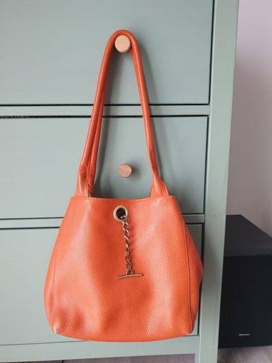 Orange Leather Handbag Similar To Tod's Handbag