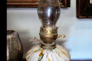Mouth blown glass oil lamp