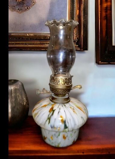 Mouth blown glass oil lamp