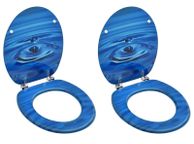 main image for ad WC Toilet Seats with Lid 2 pcs MDF Blue Water Drop Design
