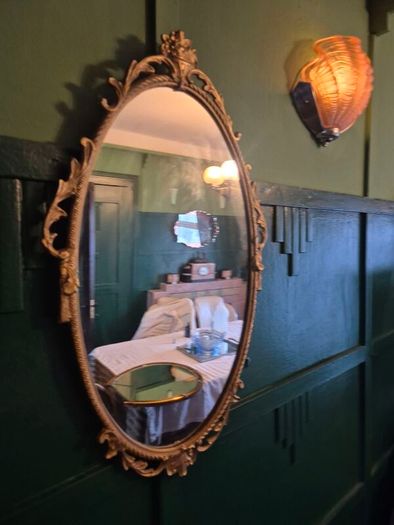 Mirror Vintage painted Gold metal framed oval Mirror