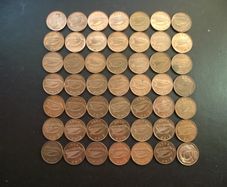 49 Irish coins @ one penny (1990-2000) Nice condition!