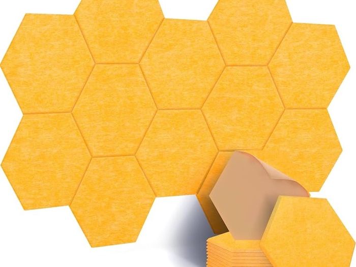NEW SALE | 12 Pcs Self-Adhesive Acoustic Absorption Panels, High Density 12" X 10" X 0.4" Soundproof Acoustic Panel, Hexagon Sound Absorbing Panels for Recording Studio & Home & Offices