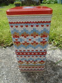 Tin box, Storage box, Knit design storage tin