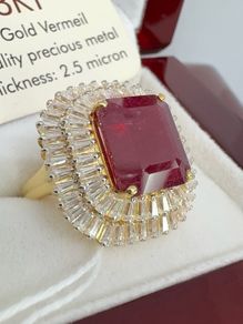 Ruby African Ruby & Moissanite Cluster Ring