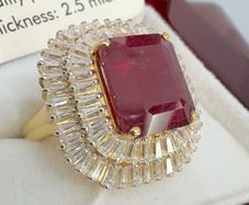 Ruby African Ruby & Moissanite Cluster Ring