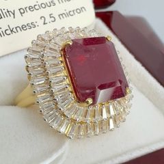 Ruby African Ruby & Moissanite Cluster Ring