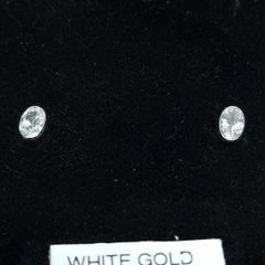 Vintage 9ct White Gold Oval CZ Stud Earrings Fully Hallmarked Dublin 375