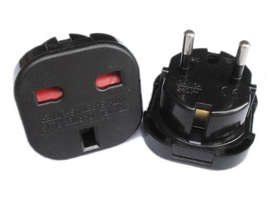 2x New 3 PIN UK Travel Power Adapter Mains Plug - 2 PIN EU Europe Converter #403