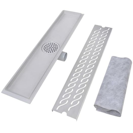 Linear Shower Drain 2 pcs Wave 630x140 mm Stainless Steel