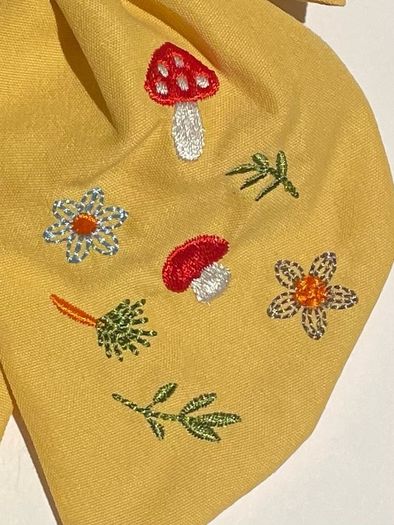 Embroidered Woodland Hair Bow Clip