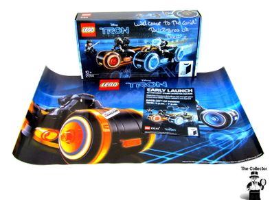 LEGO Ideas TRON Legacy Set 21314 Signed By Brick Bros UK With Poster And Signed Postcard And Rare Lego I Love London Tile Brick Leicester Square Signed By Designers BrickBros UK Pre 31st Release Early Launch And Also there is A Rare Blue Brick Lego Bag On