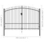 _Fence Gate Double Door with Spike Top Steel 3x1.75 m Black Image 4