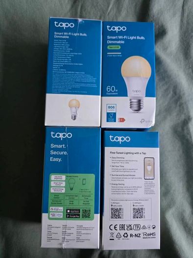 Pack of 4 TP-Link Tapo L510E Smart Wi-Fi Bulbs (E27 / Dimmable) - 3 Sealed, 1 Opened