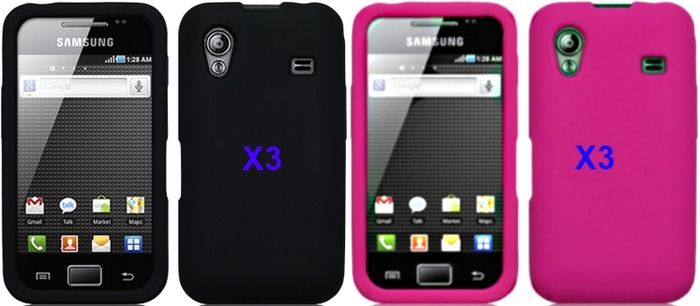 6x Samsung Galaxy Ace S5830 Protective Silicone Skin Black And Hot Pink