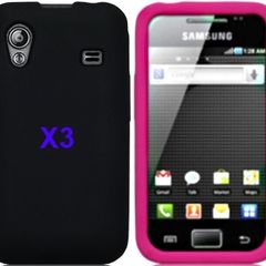 6x Samsung Galaxy Ace S5830 Protective Silicone Skin Black And Hot Pink