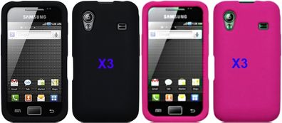6x Samsung Galaxy Ace S5830 Protective Silicone Skin Black And Hot Pink