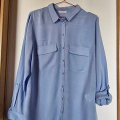 Camaieu Blouse Women's Light Blue Adj sleeves size 44