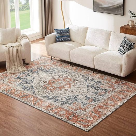 NEW SALE | Washable Rugs Living Room Non Slip Area Rugs for Bedroom Machine Washable Rug Soft Short Pile Large Living Room Rug Vintage Oriental Boho Rug Non Shedding Dense Rugs 80x150cm