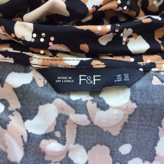 F&FLadies Black Brown Beige Sparkle Dressy party special occassion top size 22