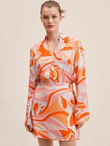 Mango Orange Shirt Dress