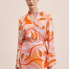 Mango Orange Shirt Dress