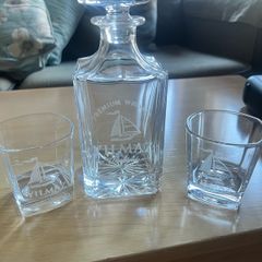 Whiskey Glass Decanter Set: Decanter + 2 Glasses