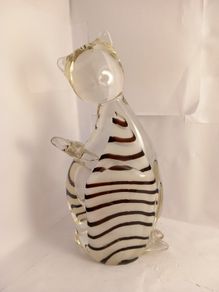 Vintage Murano cat figurine paper weight great gift present display decor original art deco unique  Hand made  abstract vintage/antique  1970s  glass