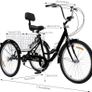 Tricycle for Adults, 24 Inch Bicycle with Basket, Tricycle Bicycle with LED Light, 3 Wheels, 7-Speed Gear, 120 kg Load Capacity Image 2