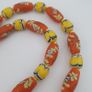 Antique Venetian Style Orange Floral & Yellow Glass Beads Necklace Image 9
