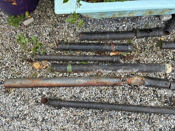 Cast iron gutters and pipes