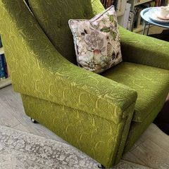 2 x Vintage Green Armchairs