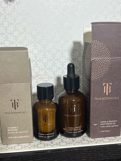 True botanicals vitamin c booster AND shine and protect hair cream oil BNIB