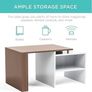 NEW SALE | Industrial Coffee Table Vintage Wooden and Metal Living Room Coffee Table with Storage Shelf Accent Furniture (White and Rustic Brown Image 4