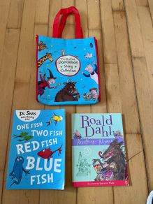 Seuss/Dahl/Donaldson books & bag