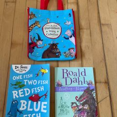 Seuss/Dahl/Donaldson books & bag