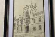 Gerald F. McCarthy Original Pen &amp; Ink Drawing  UCC Main Quad Entrance Tower (2012)