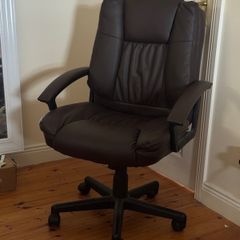 Dark Brown Faux Leather Office Chair